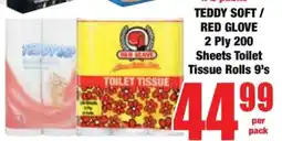 Boxer TEDDY SOFT / RED GLOVE 2 Ply 200 Sheets Toilet Tissue Rolls 9's offer