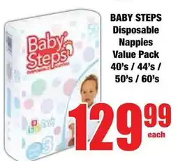 Boxer Superstores BABY STEPS Disposable Nappies Value Pack offer