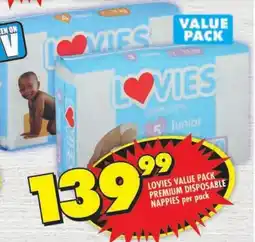 Shoprite Lovies value pack premium disposable nappies offer