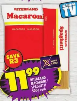 Shoprite Ritebrand macaroni/ spaghetti offer