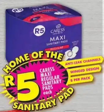 Shoprite Caress maxi regular sanitary pads offer