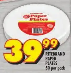 Shoprite Ritebrand paper plates offer