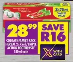 Shoprite Colgate family pack herbal/ triple action toothpaste offer