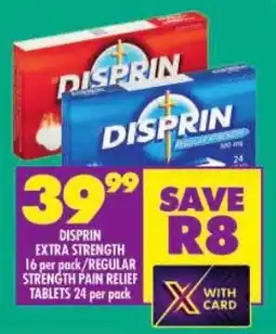 Shoprite Disprin extra strength/regular strength pain relief tablets offer