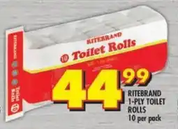 Shoprite Ritebrand 1-ply toilet rolls offer
