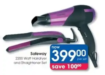 Clicks Safeway 2200 Watt Hairdryer and Straightener Set offer