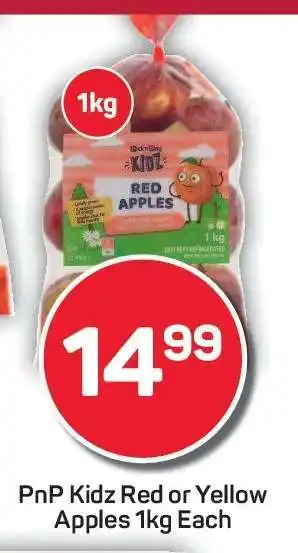 Pick n Pay PnP Kidz Red or Yellow Apples 1kg Each offer