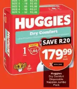 Checkers Huggies Dry Comfort Disposable Nappies Jumbo Pack offer