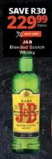Checkers J&B Blended Scotch Whisky offer