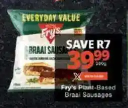 Checkers Fry's Plant-Based Braai Sausages offer