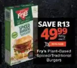 Checkers Fry's Plant-Based Spiced/ Traditional Burgers offer