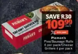 Checkers Pieman's Pies/Sausage Rolls/ Cheese Grillers offer