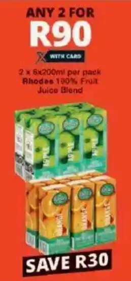 Checkers Rhodes 100% Fruit Juice Blend offer