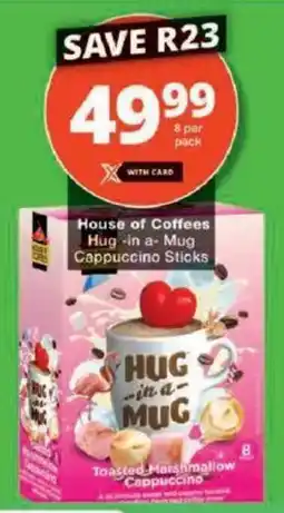 Checkers House of Coffees Hug-in a-Mug Cappuccino Sticks offer
