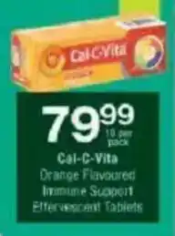 Checkers Cal-C-Vita Orange Flavoured Immune Support Effervescent Tablets offer