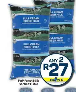 Pick n Pay Hypermarket PnP Fresh Milk Sachet 1 Litre offer