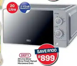 Pick n Pay Hypermarket DEFY 20 Litre Silver Mirror Finish Manual Microwave Oven offer