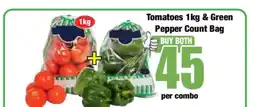 Boxer Tomatoes 1kg & Green Pepper Count Bag offer