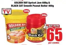 Boxer GOLDEN RAY Apricot Jam 600g & BLACK CAT Smooth Peanut Butter 400g offer