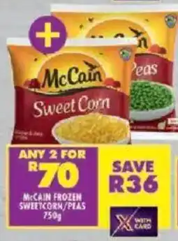 Shoprite Mccain frozen sweetcorn/peas offer