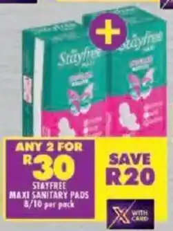 Shoprite Stayfree maxi sanitary pads offer