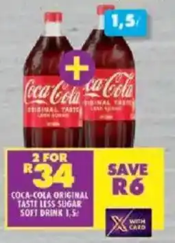 Shoprite Coca-cola original taste less sugar soft drink offer