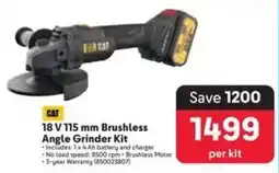Makro CAT 18 V 115 mm Brushless Angle Grinder Kit offer