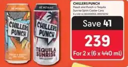 Makro CHILLERS PUNCH Peach and Punch or Tequila Sunrise Spirit Cooler Cans offer