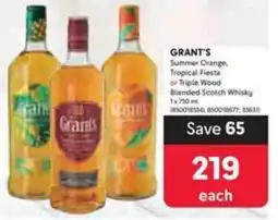 Makro GRANT'S Summer Orange, Tropical Fiesta or Triple Wood Blended Scotch Whisky offer