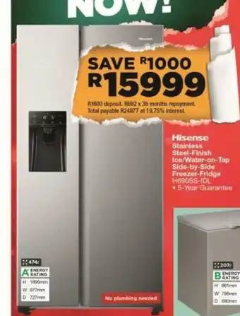 House & Home Hisense - Stainless Steel-Finish Ice/Water-on-Tap Side-by-Side Freezer-Firdge - H690SS-IDL offer
