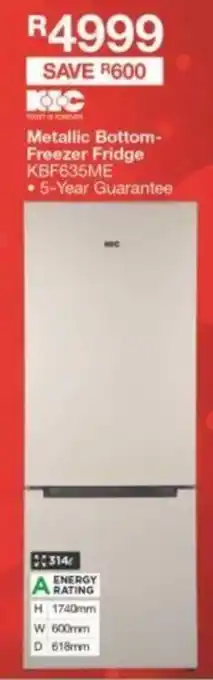 House & Home KIC - Metallic Bottom-Freezer Fridge - KBF635ME offer