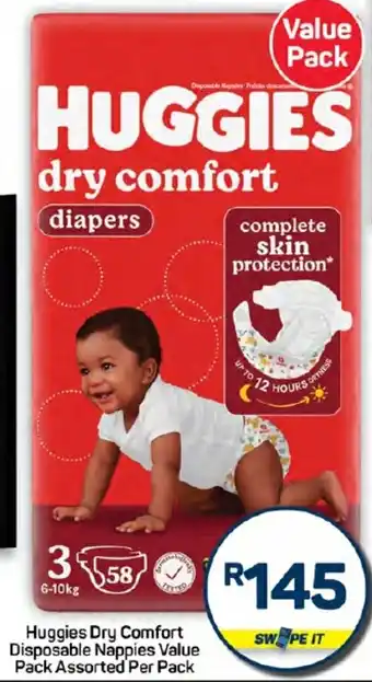 Pick n Pay Huggies Dry Comfort Disposable Nappies Value Pack Assorted Per Pack offer