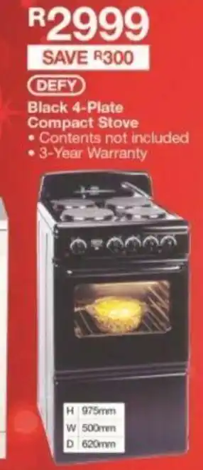 House & Home DEFY - Black 4-Plate Compact Stove offer