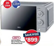 Pick n Pay DEFY Silver Mirror Finish Manual Microwave Oven offer