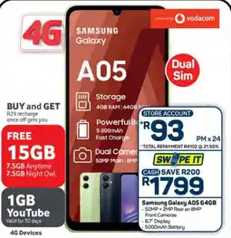 Pick n Pay Samsung Galaxy A05 64GB offer