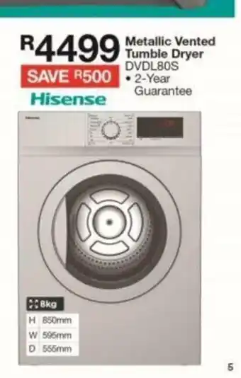 Metallic Vented Tumble Dryer - DVDL80S
