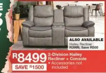 House & Home 2-Division Hailey Recliner + Console offer