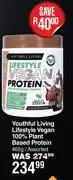 Dis-Chem Youthful Living Lifestyle Vegan 100% Plant Based Protein Assorted-465g offer