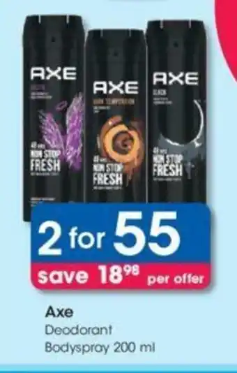 Clicks Axe Deodorant Bodyspray 200ml offer