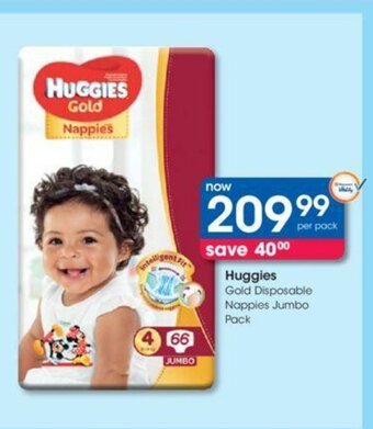 Clicks Huggies Gold Disposable Nappies Jumbo Pack offer