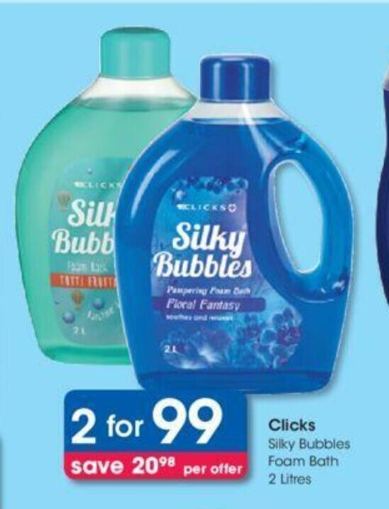 Clicks Silky Bubbles Foam Bath 2 Litres offer at Clicks