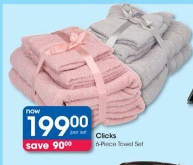 Clicks 6Piece Towel Set offer at Clicks