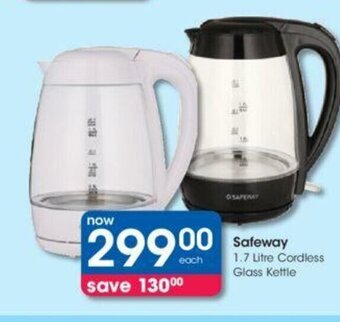 Clicks Safeway 1.7 Litre Cordless Glass Kettle offer