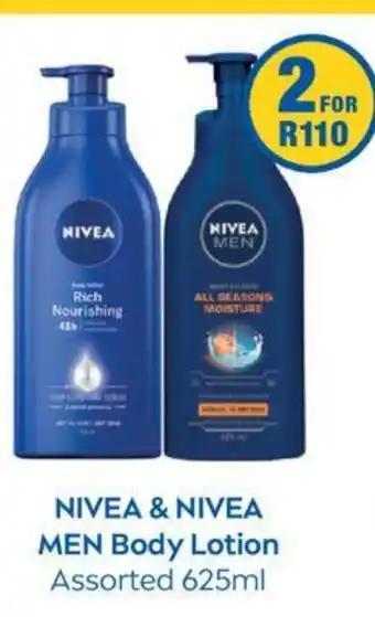 Clicks Nivea & Nivea Men Body Lotion Assorted 625ml offer