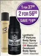 Dis-Chem Lentheric I Love Perfume Body Spray 90ml/Masculin Deodorant Body Spray 150ml-Each offer