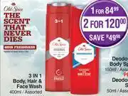 Dis-Chem Old Spice 3 In 1 Body, Hair & Face Wash Assorted-400ml Each offer
