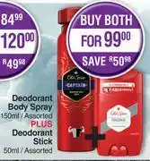 Dis-Chem Old Spice Deodorant Body Spray 150ml + Deodorant Stick 50ml Assorted-For Both offer