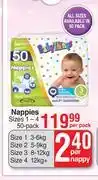 Dis-Chem Baby Things Nappies Sizes 1-4 50 Pack-Per Pack offer