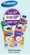 Dis-Chem Purity Puree Pouches Assorted-110ml offer