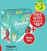 Dis-Chem Pampers Ultra Skin Comfort Nappies Mega Box Sizes 3-5-Per Pack offer